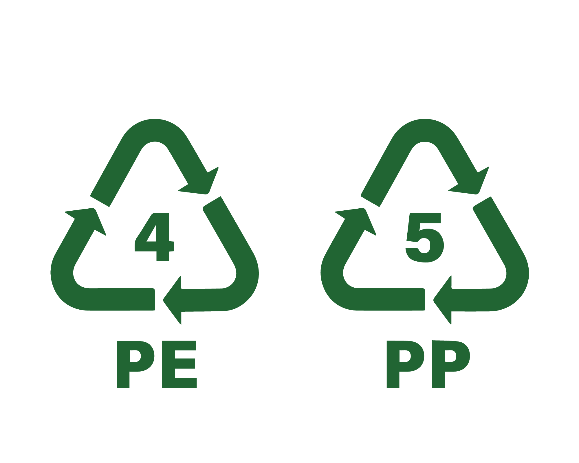 Recyclable Symbol #4 LDPE and #5 PP