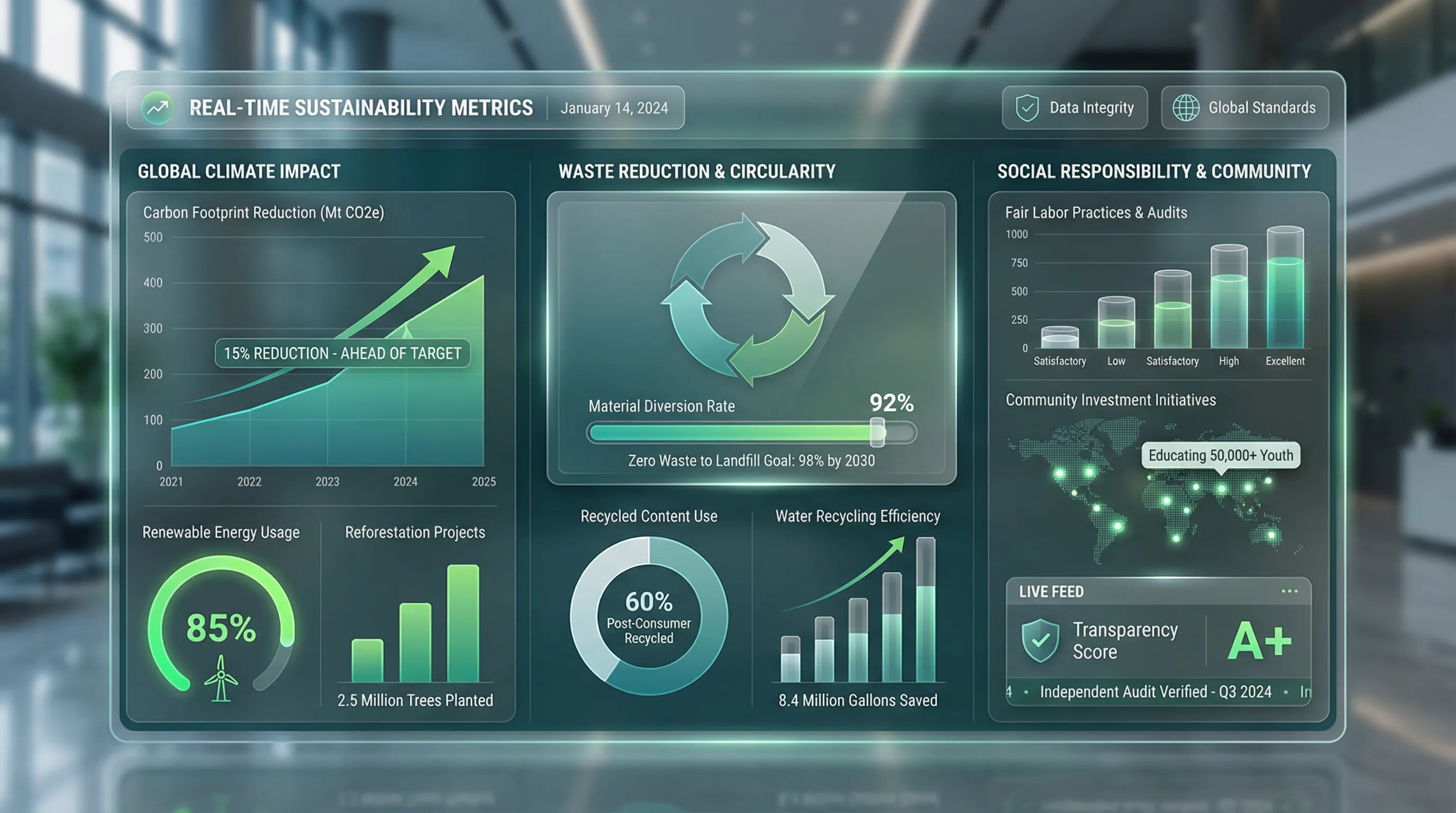 Impact transparency and metrics tracking for sustainable packaging