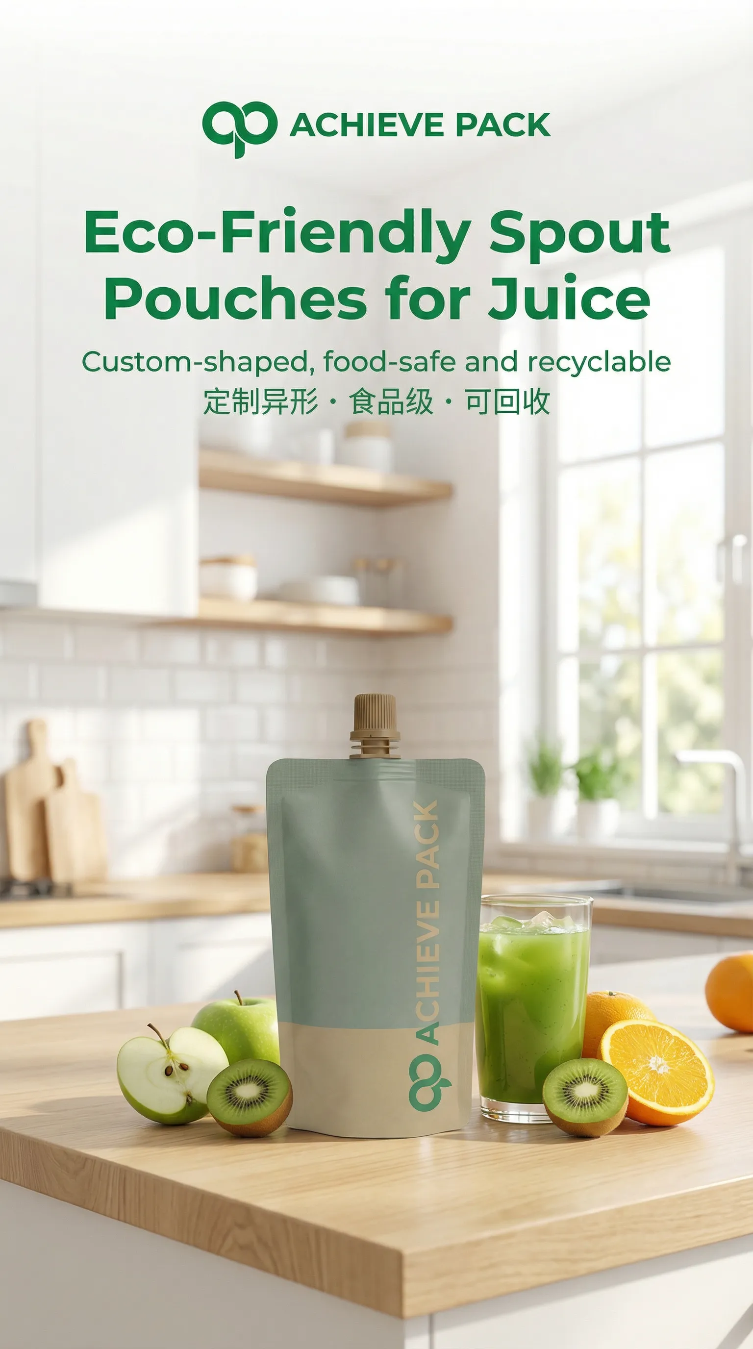 Achieve Pack Recyclable Spout Pouches for Juice