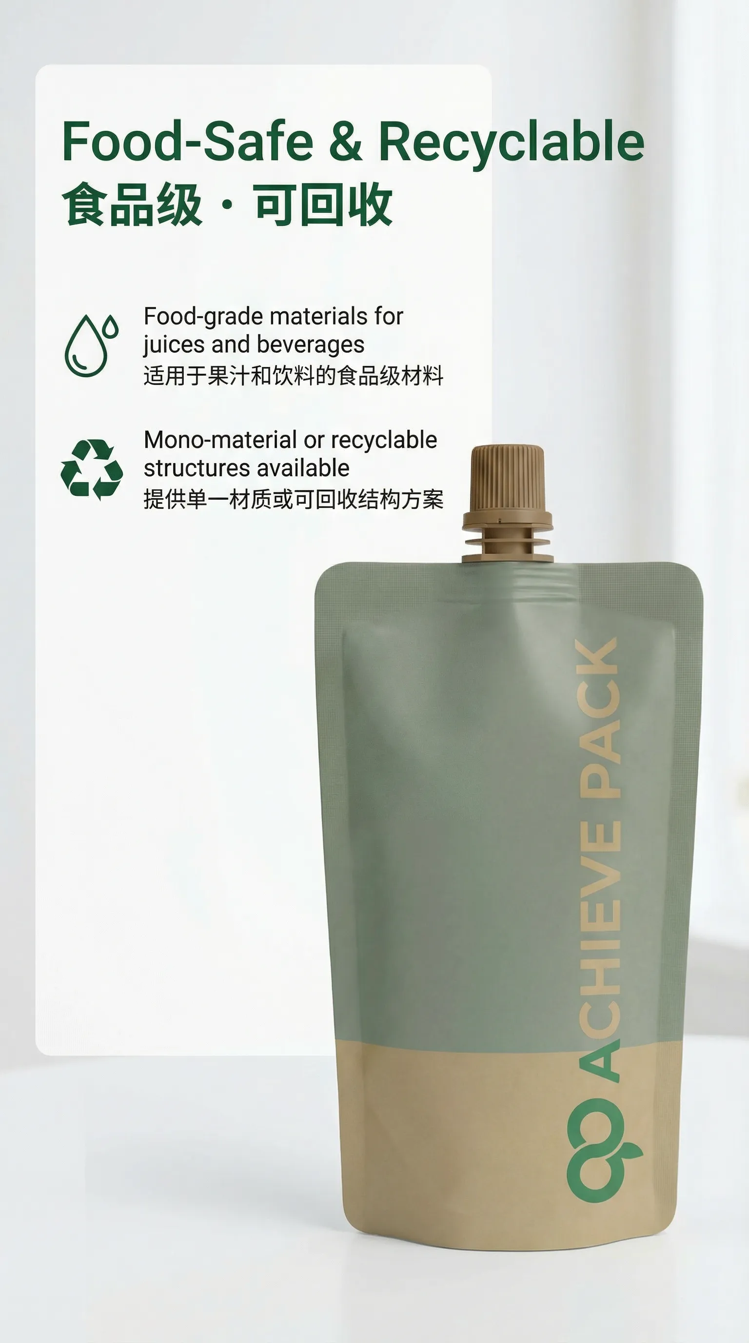 Food-Safe and Recyclable Spout Pouches