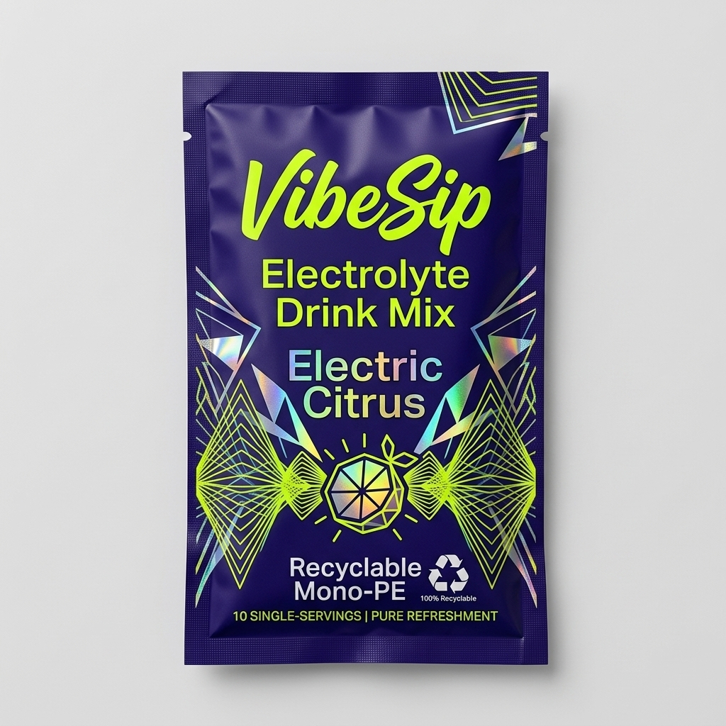 VibeSip Electrolyte Drink Mix 3-Side Seal Pouch