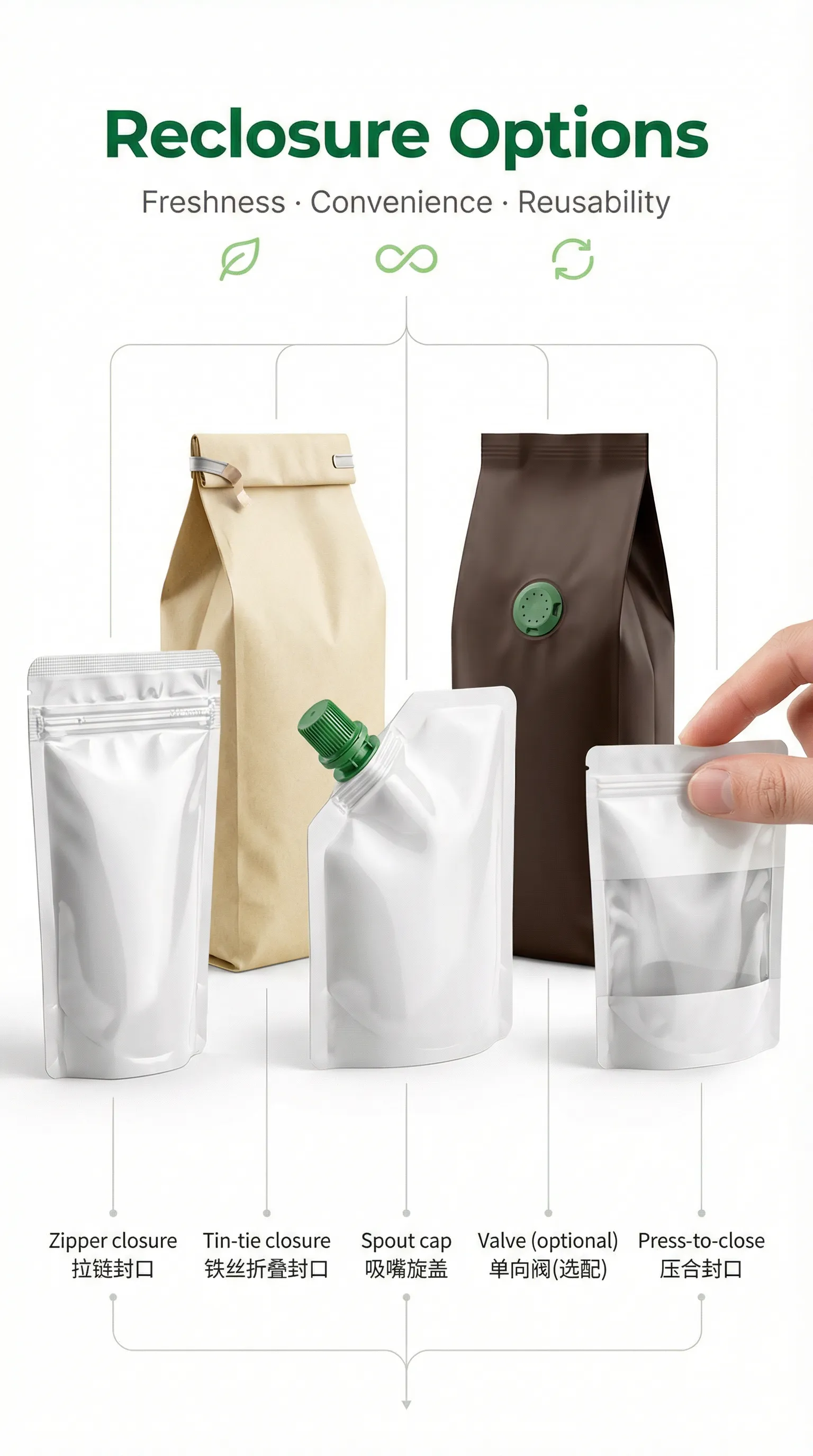 Airtight Re-sealable Press-to-Close Zipper Detail