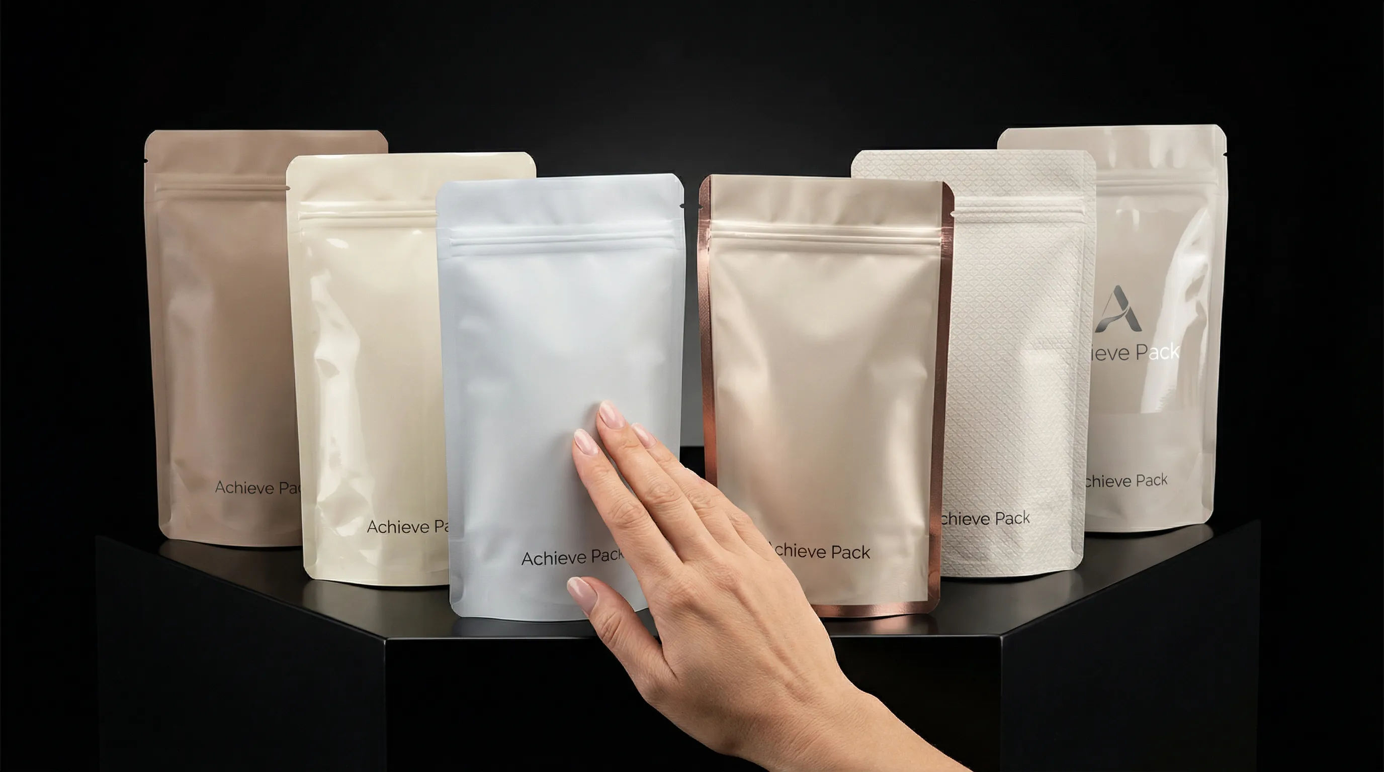 Premium surface finishes on eco-friendly pouches