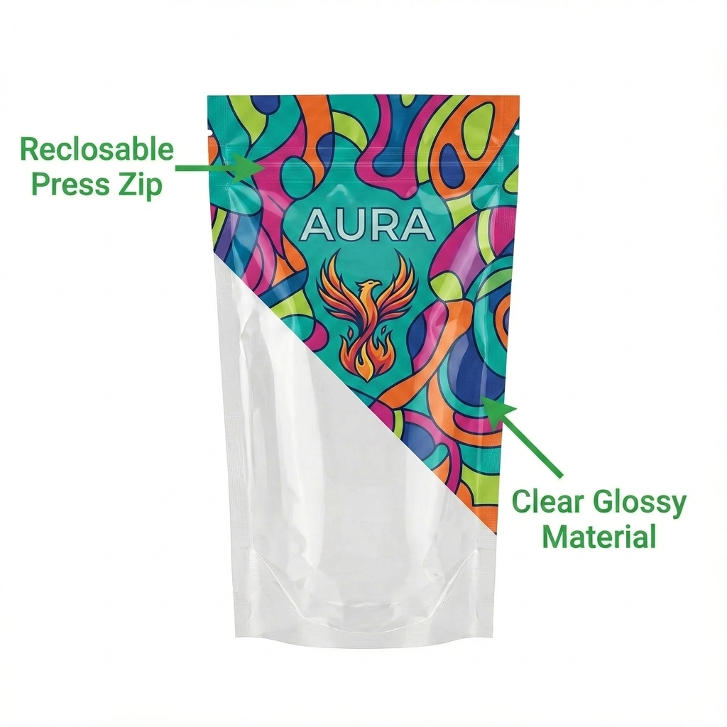 Stand Up Pouch – Clear, With Zipper