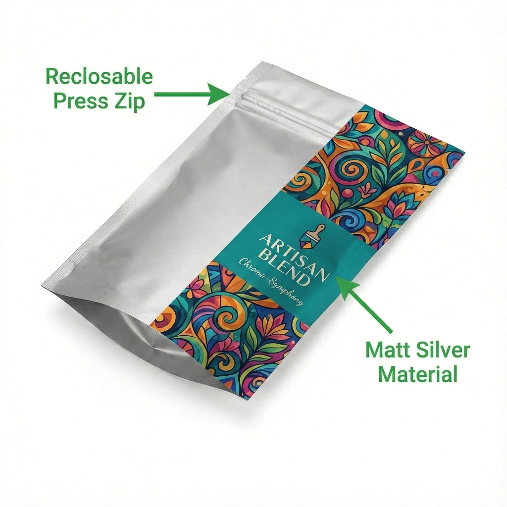 Stand Up Pouch – Metalised, With Zipper