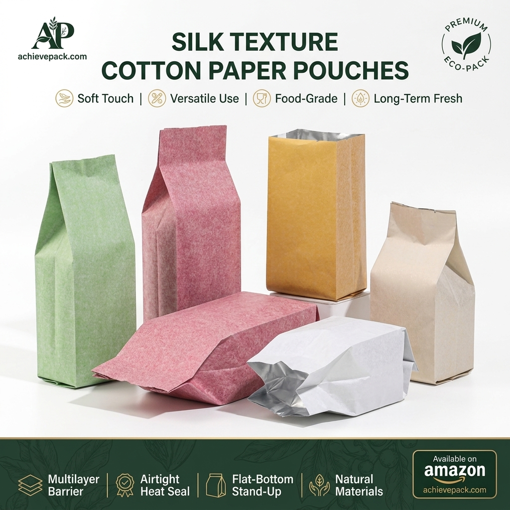 Premium Silk Cotton Paper Foil Laminated Side Gusset Pouch