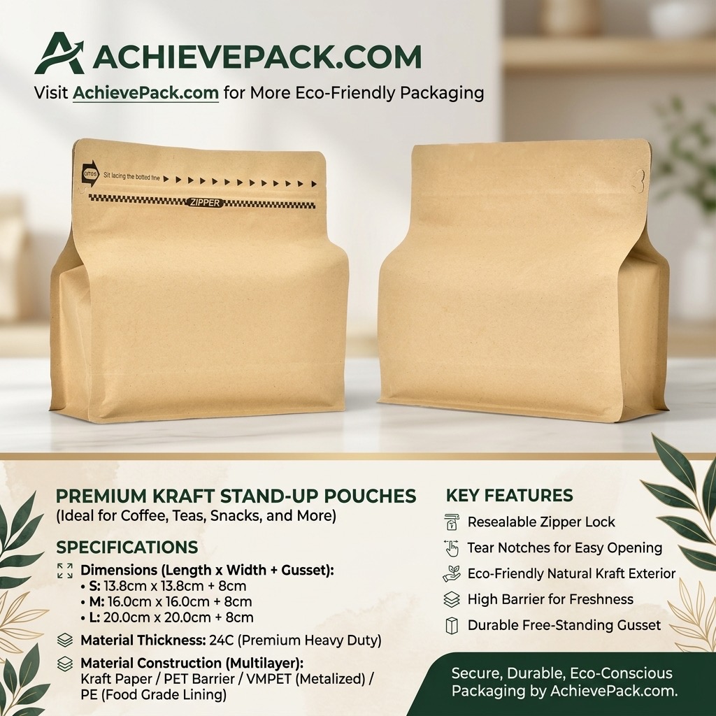 Flat Bottom Pouch with One-Sided Zipper (Conventional Stock)