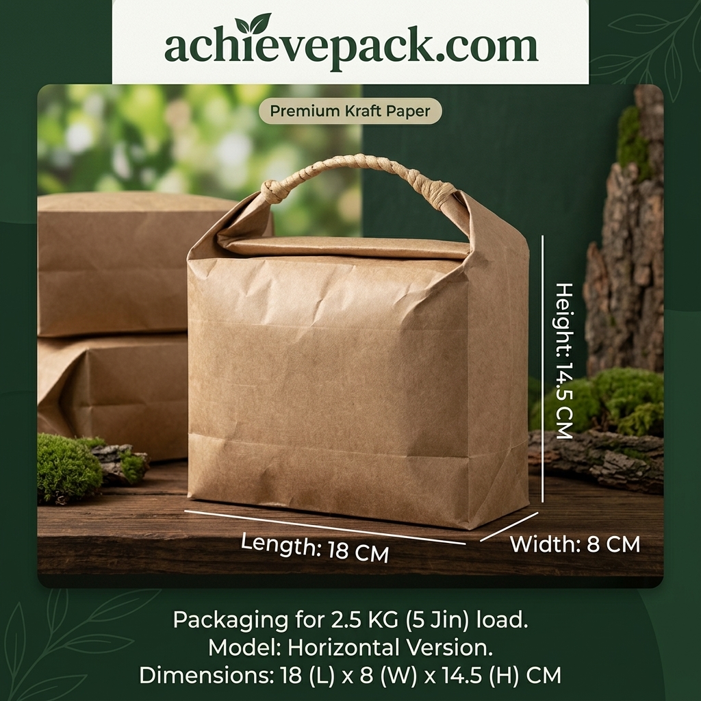 Retro Horizontal Kraft Food & Gift Bag with Handle