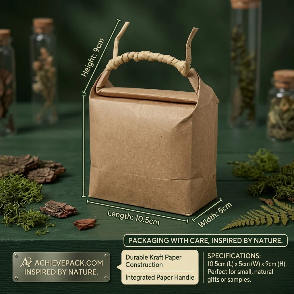 Retro Horizontal Kraft Food & Gift Bag with Handle