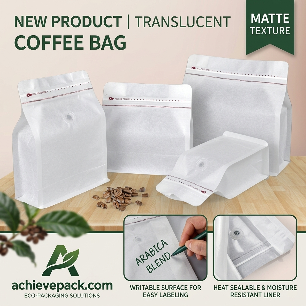 Rice Paper Flat Bottom Zipper Pouch with Valve